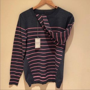 Gray and pink poof sweater